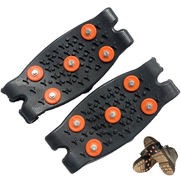Universal Non Slip Gripper Spike, 1Pair Ice Traction Cleats with 5 Steel Studs Crampons, Walk Traction Cleat, Ic-e Snow Grips for Ice Sports Walking Running Hunting Fishing
