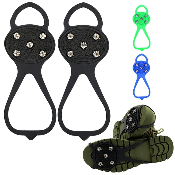 Universal Non-Slip Gripper Spikes, 2026 New Anti-Skid Snow Ice Shoe Spikes with 5 Tooth Steel Nails, Traction Cleats Ice Snow Grips Anti-Slip Silicone for Hiking Mountaineering Walking