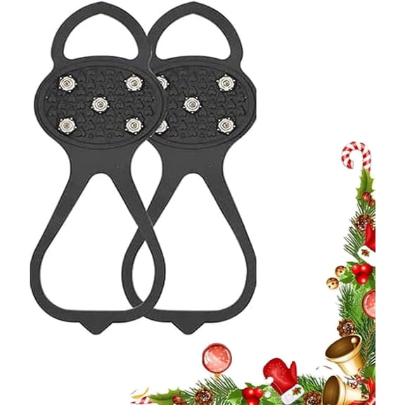 Universal Non-Slip Gripper Spikes, 2026 Shoe Ice & Snow Grips, 5-Tooth Steel Crampons Anti-Slip Shoe Grips, Traction Cleats for Snow Ice Walking Hiking Climbing Fishing(L Size)