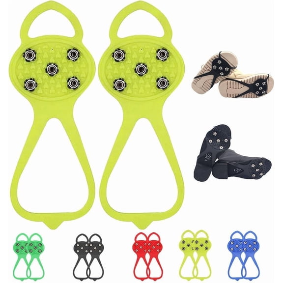 Universal Non-Slip Gripper Spikes, Anti-Skid Snow Ice Shoe Spikes, 5 Tooth Steel Nails Gripper Spikes, Traction Cleats Ice Snow Grips for Hiking Walking Climbing Fishing