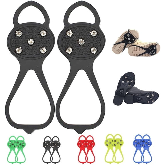 Universal Non-Slip Gripper Spikes, Anti-Skid Snow Ice Shoe Spikes, 5 Tooth Steel Nails Gripper Spikes, Traction Cleats Ice Snow Grips for Hiking Walking Climbing Fishing