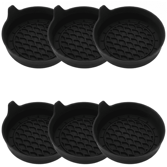 Universal Non-Slip Silicone Car Cup Holder Insert Coasters, Interior Accessories for Men and Women, 6 Pack, Black