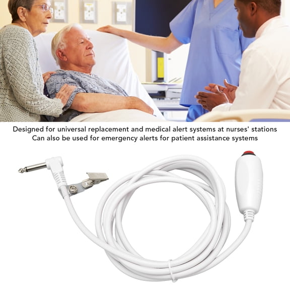 Universal Nurse Call Cord With Clip, 9.8ft Push Button Patient Alert Cable For Bed Or Clothing