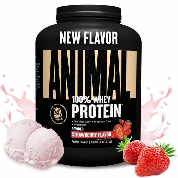 Animal 100% Whey Protein Powder, Strawberry, 4 lb (1.81 kg)