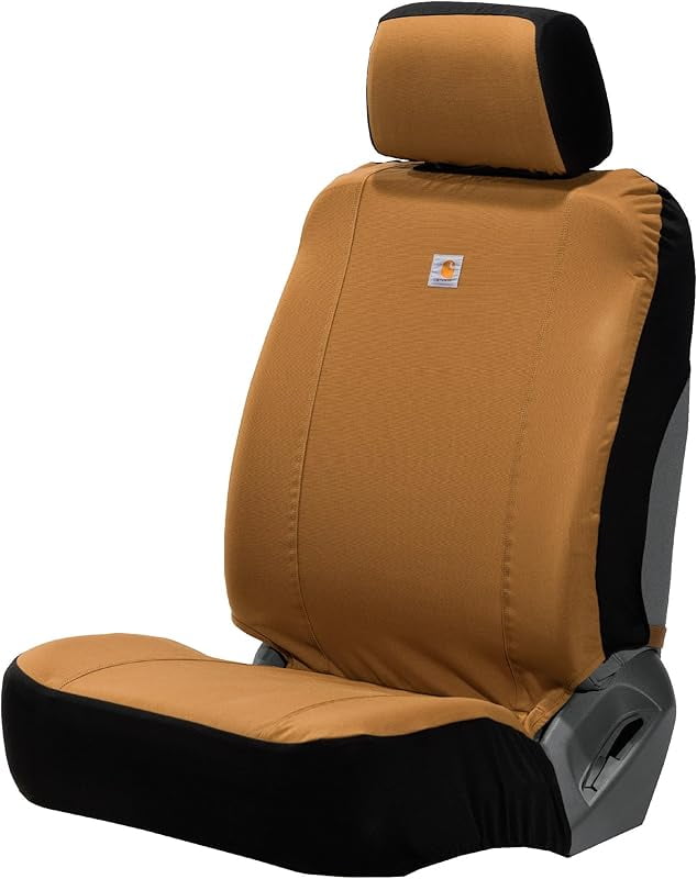 Brown Nylon Duck Canvas Fitted Bucket Seat Cover