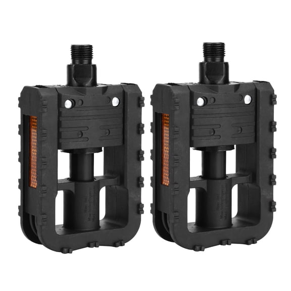 Universal Nylon Folding Bicycle Pedals For Mountain And Commuter Bikes High-Visibility Reflectors Anti-Slip Clipless Platform Design 4.8 inches / 12.3 cm Lightweight Cycling Accessories Black