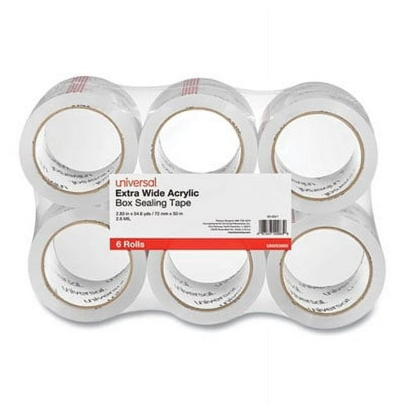 Universal Office Products 83000 Extra-wide Moving And Storage Packing Tape, 3" Core, 2.83" X 54.7 Yd, Clear, 6/pack