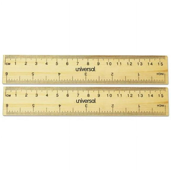 Universal Office Products 59024 6 in. Standard & Metric Flat Wood Ruler - Pack of 2