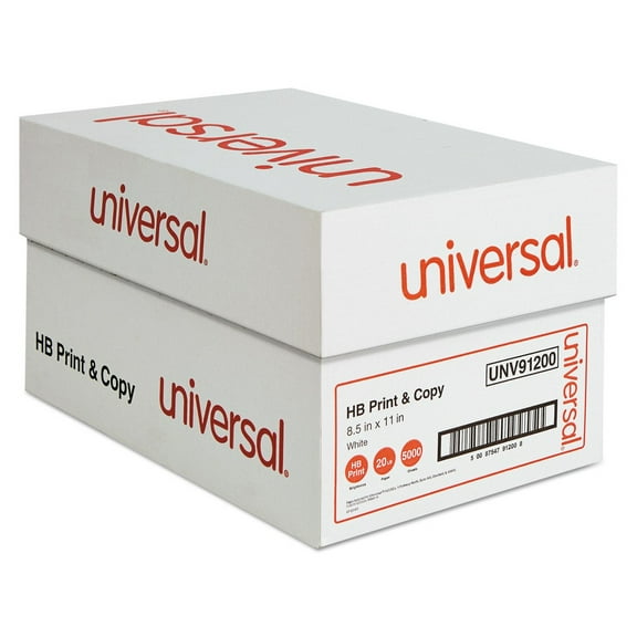 Universal UNV91200 8.5 in. x 11 in. 20 lbs. Bond Weight High-Bright Multipurpose Paper - White (10/Carton)