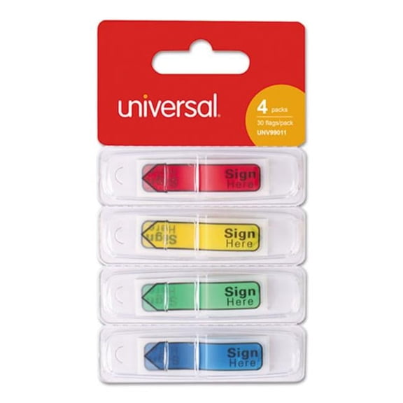 Universal Office Products 99011 0.5 x 1.75 in. Deluxe Message Arrow Flags - Sign Here, Assorted Color - 120 per Pack