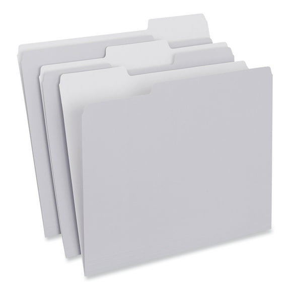 Universal Office Products Top Tab File Folders, 1/3-cut Tabs: Assorted, Letter Size, 0.75" Expansion, Gray, 100/box