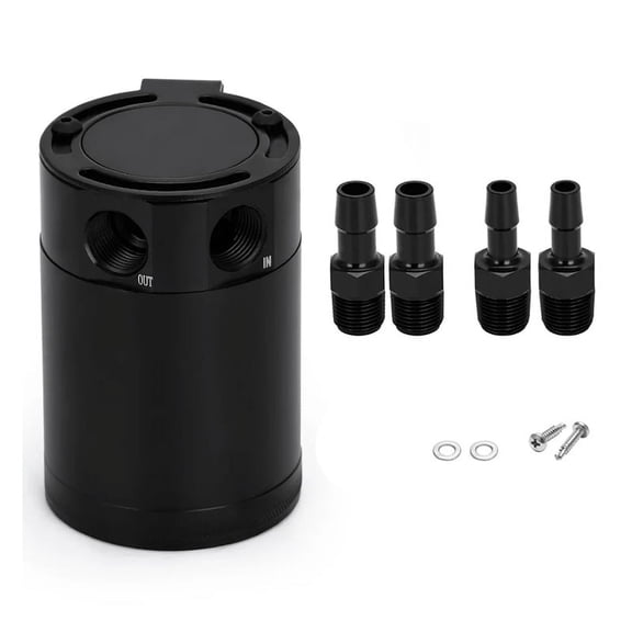 Universal Oil Catch Can Compact Baffled 2-Port Aluminum Reservoir Oil Catch Tank  Tank Two Hole Breathable Kettle
