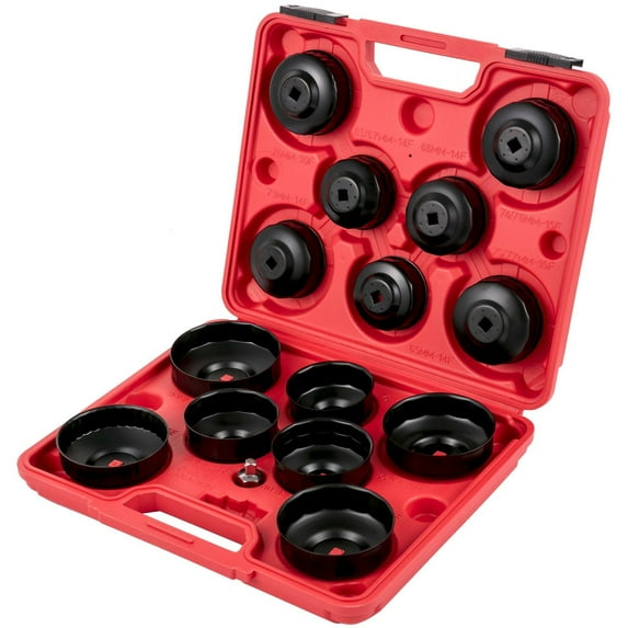 Universal Oil Filter Wrench Kit, 14 Pcs - 3/8" Drive, Compact Steel Sockets for Easy Access