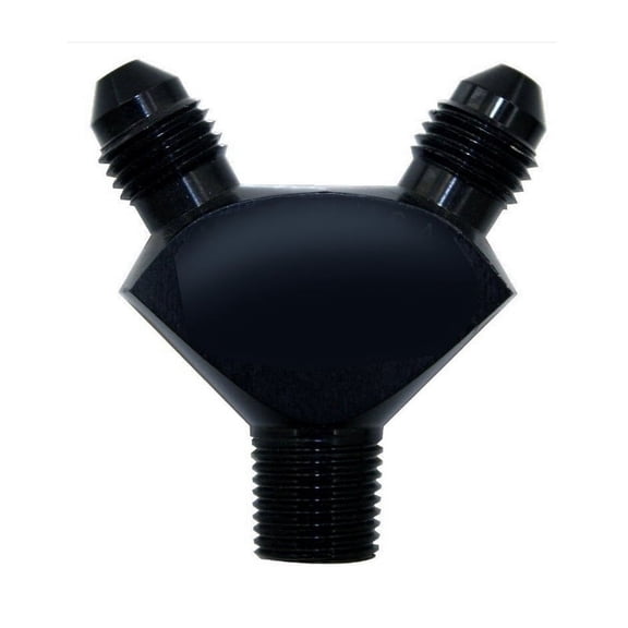 Universal Oil Fuel Fluid Y Block Flare Fitting 8AN x 6AN x 6AN Aluminum Black