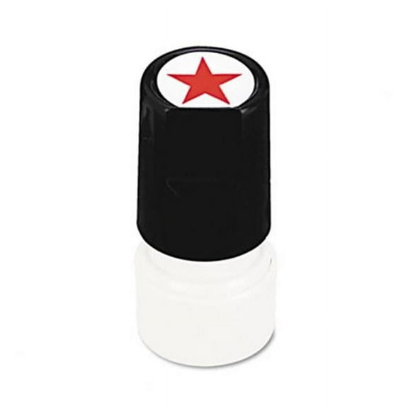 Universal  One-Color Round Message Stamp Star Pre-Inked/Re-Inkable Red