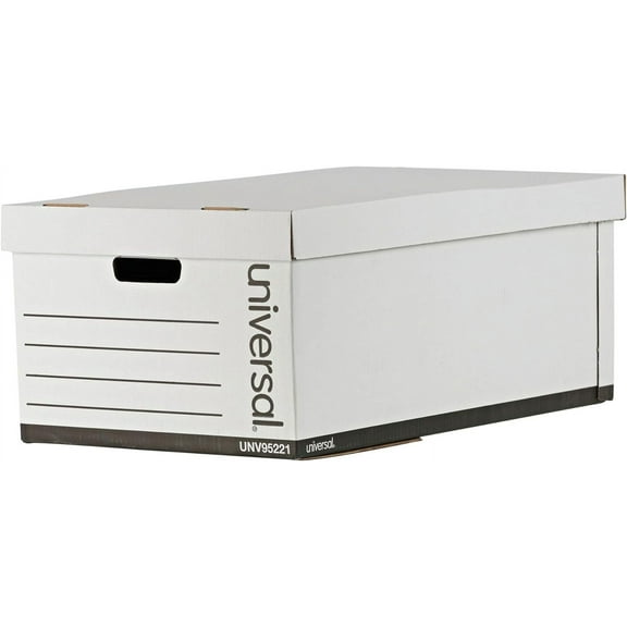 Universal One Lift-Off Lid File Storage Box, Legal, Fiberboard, White, 12/Carton (95221)