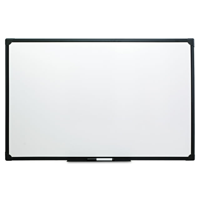 Universal One Melamine Dry Erase Board, 48" x 36", Black Frame
