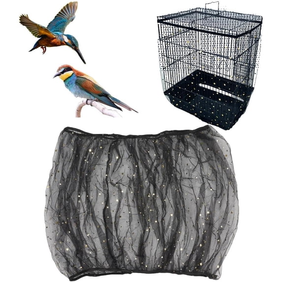 Universal Organza Bird Cage Seed Catcher Net Cover Parrot Mesh Net Cover Black 400x0.1mm