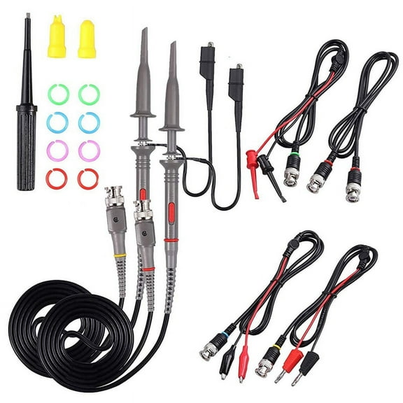 Universal Oscilloscope Probe with Accessories Kit 100MHz Oscilloscope Clip Probes with BNC to Test Lead Kit