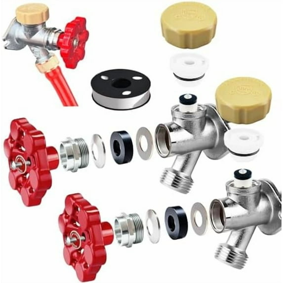 Universal Outdoor Faucet Repair Kit,Wall Hydrant Complete Replacement Kit,Anti-Siphon Frostproof Faucet Valve Hose Faucet Fitting Repair Kit (2 Pack Wall Hydrant Complete Replacement Kit)