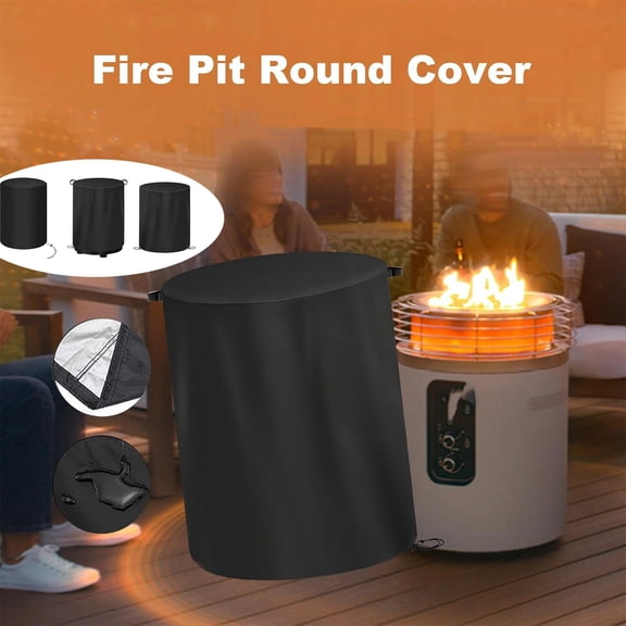 Universal Outdoor Fire Pit Cover Round Waterproof Fireplace Cover Patio Heater Rain Cover for Backyard Camping Use
