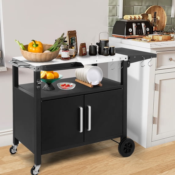 Universal Outdoor Grill Cart with Foldable Table & Lockable Wheels, 47. ...