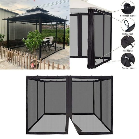 Universal Outdoor Tent Mosquito Netting - 4-Side Zipper Entry, DIY Curtain Style Screen Walls, Lightweight & Portable Bug Net for Patio, Garden, Gazebo (1-Pack)