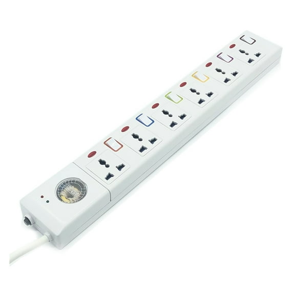 Universal Outlets Power Strip Surge Protector 6 Way AC Sockets Lightning Individual Switch 3m Extention Cord