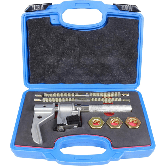 Universal Outside Thread Chaser Repair Tool for 1 to 5-1/4 O.D. (25~135mm) with Standard Thread 6pcs Dies Set,2pcs External & INTERNALTHREAD Restoring File Set,3pcs Die Nut.