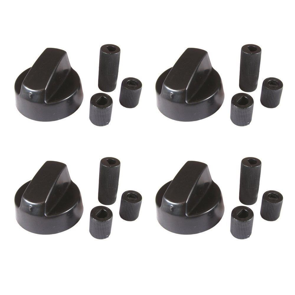 Universal Oven Range Knob Replacement, 4-Pack with 4 Adapters, Compatible with GE/Maytag/Whirlpool and More Gas & Electric Stoves