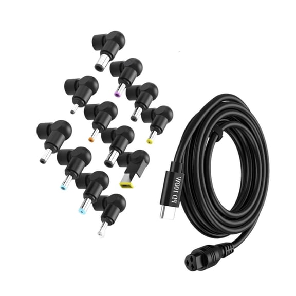 Universal PD100W Charging Cable 12 Adapters USB C To 5.5mm Cable For Laptop