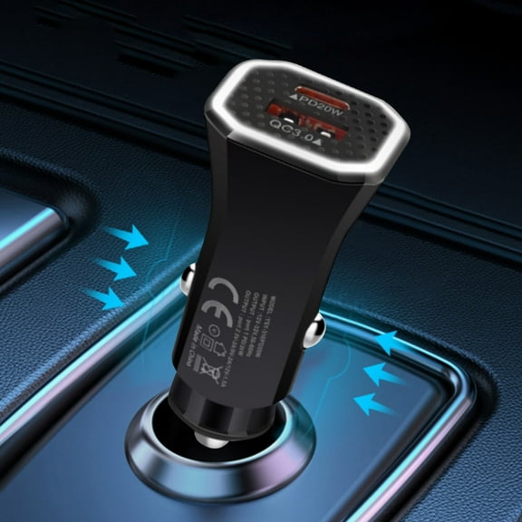 Universal PD20W Fast Car Charger USB+Type-C Ports Adapter Socket Kit Fast Charging Adapter