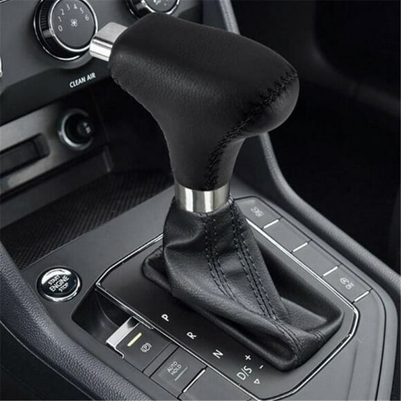 Universal PU Leather Black Car Automatic Gear Shift Knob Handle Lever w/Adapters