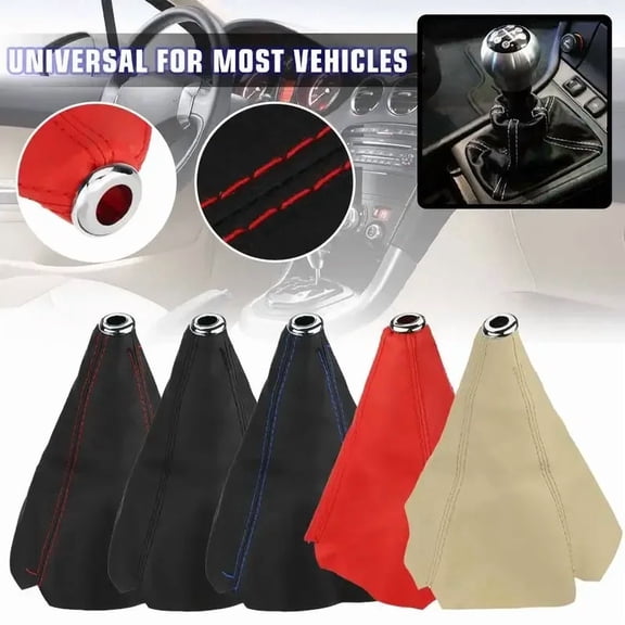 Universal PU Leather Gear Shift Knob Boot Dust Cover Manual Shift Lever Gaiter Cover 1 Piece