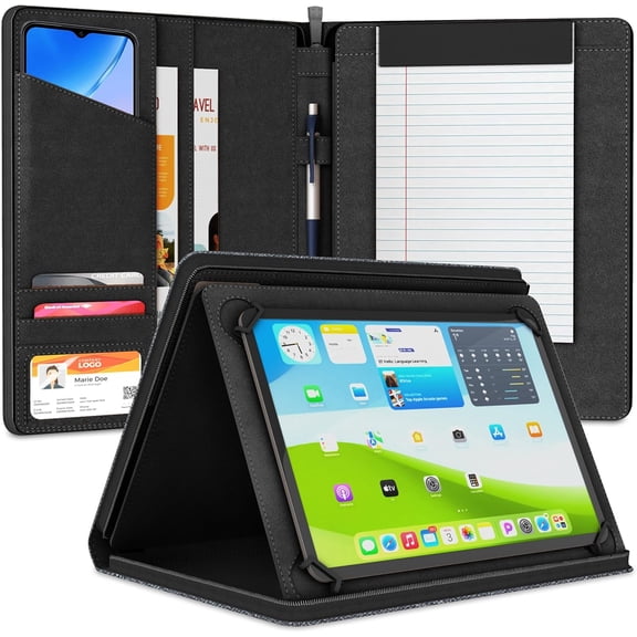 Universal Padfolio Case  Tablet Portfolio Organizer with Notepad Holder  Compatible with iPad 10th 11th Gen, iPad Pro 11, iPad 7 8 9 10.2 10.9 and 9.7 inches
