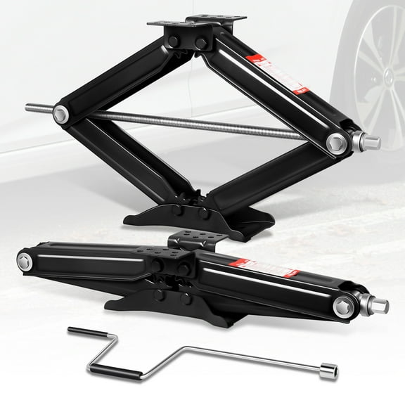 Universal Pair 2.5 Ton (5000 lbs) RV Trailer Stablizing&Leveling Scissor Jacks With Crank Handle Black