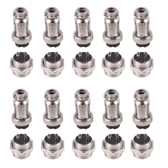 Universal Panel Mount 16mm 2Pin Aviation Connectors Plugs 10 Pcs