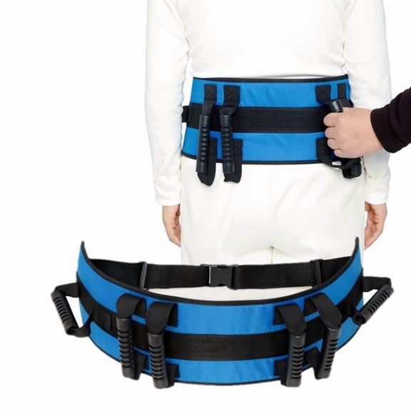 Universal Patient Transfer Sling with Multiple Handles, Heavy Duty Gait Belt for Seniors and Mobility Assistance, Padded Lift Support for Bed, Chair, and Wheelchair, Blue