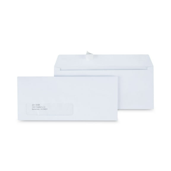 Universal Peel Seal Strip Business Envelope, #10, Square Flap, Self-Adhesive Closure, Lower Left Window, 4.13 x 9.5, White, 500/Box (36005)