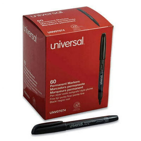 Pen-Style Permanent Marker, Fine Bullet Tip, Black, 60/Pack
