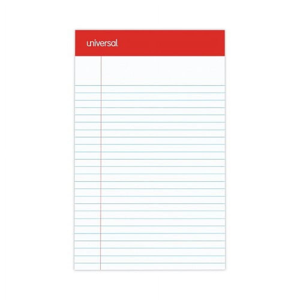 Perforated Ruled Writing Pads, Narrow Rule, Red Headband, 50 White 5 x 8 Sheets, Dozen Perforated Ruled Writing Pads, Narrow Rule, Red Headband, 50 White 5 x 8 Sheets, Dozen