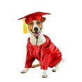 thumbnail image 1 of Universal Pet Graduation Outfit - Stylish Gown for Dogs/Cats - Soft Fabric with Mini Cap & Ribbon - Black/Red/Gold, 1 of 5