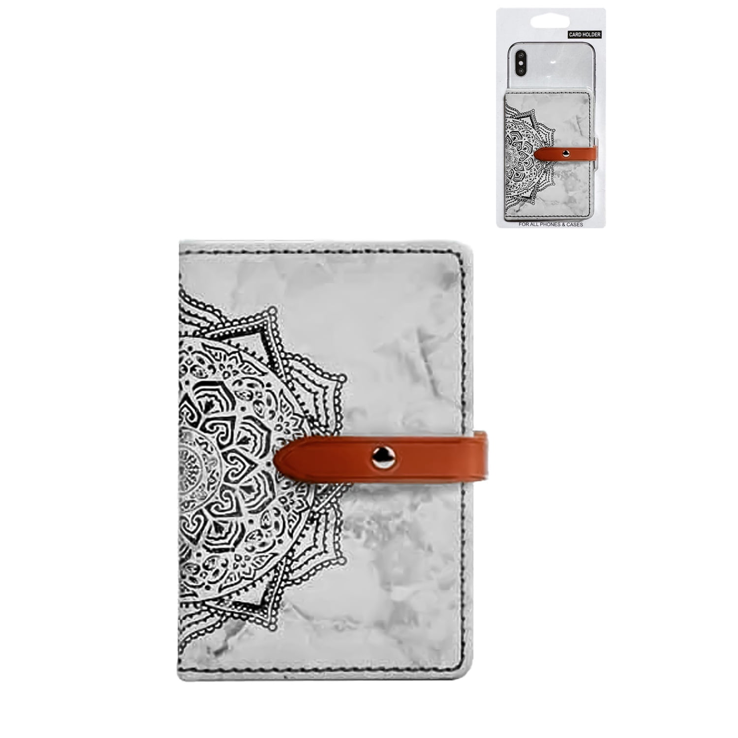 Universal Phone Back Wallet Sleeve with Datura Flower Design - Grey