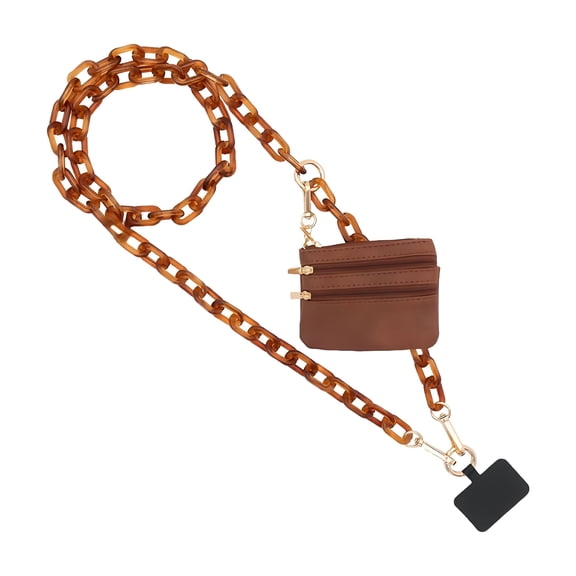 Universal Phone Crossbody Chain Lanyard, Leather Cell Phone Strap with Tether, Hands-Free Wrist Necklace for Travel, Concerts, Daily Commute, Compatible with Most Smartphones