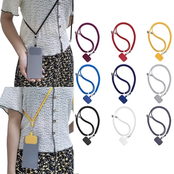 Universal Phone Lanyard, Crossbody Cell Phone Strap, Adjustable Shoulder Neck Tether for All Smartphones, Compatible with iPhone Samsung Google Pixel, 1 Piece, Black