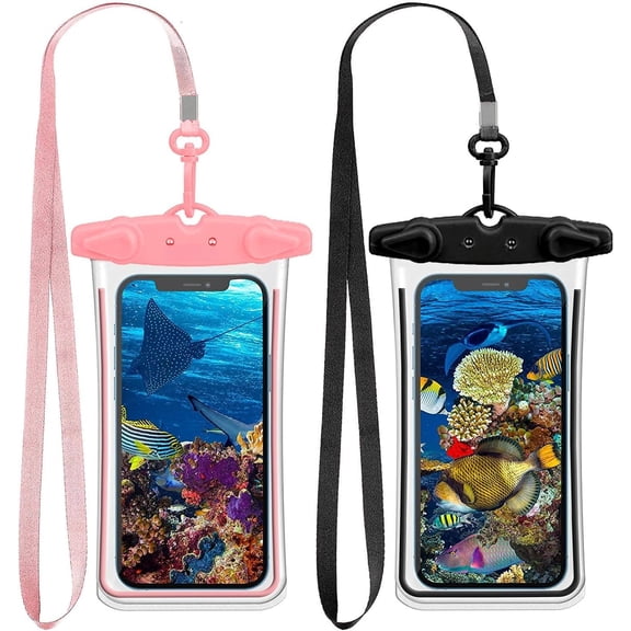 Universal  Phone Pouch, 2 Pack IPX8  Phone Lanyard Case Dry Bag for  16 15 14 13 12 Pro Max Plus  Galaxy S24 S23 Note 20   up to 7.5"
