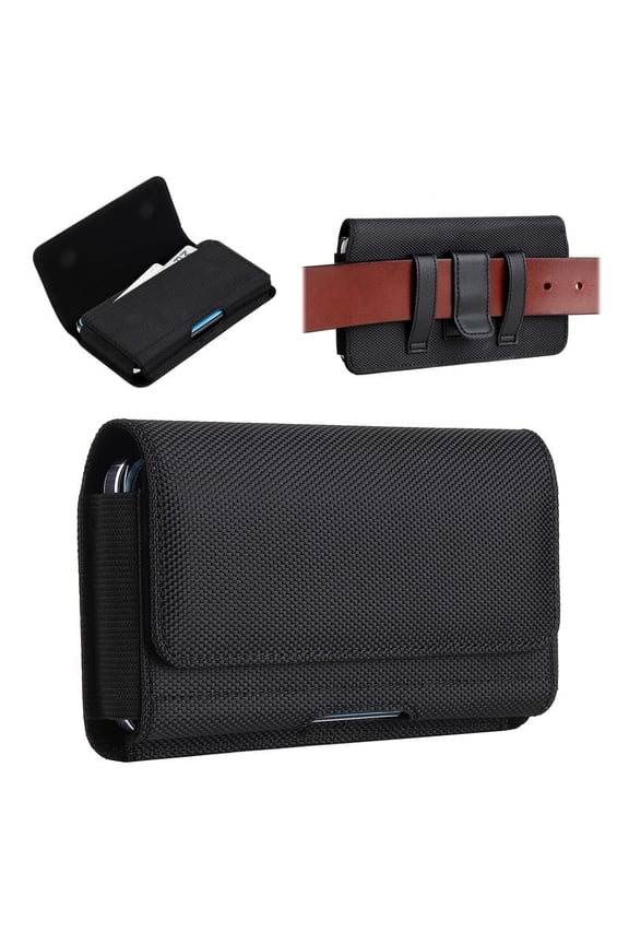 Universal Phone Pouch Case Nylon Card Slot Cell Phone Belt Holder for iPhone 16 Pro Max,iPhone 16 Plus,Samsung S23/S24/S25/S26 Ultra for Men,XL(7.0''x3.5''x0.8'')