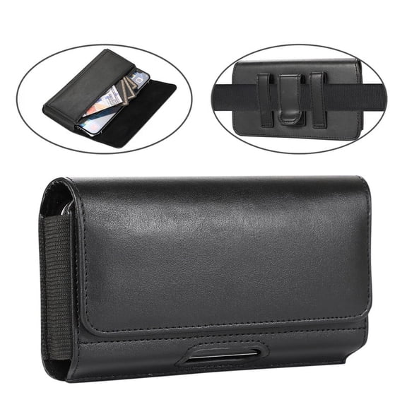 Universal Phone Pouch Case PU Leather Card Slot Cell Phone Belt Holder for iPhone 16 Pro Max,iPhone 16 Plus,Samsung S23/S24/S25/S26 Ultra for Men,XL(7.0''x3.5''x0.8'')