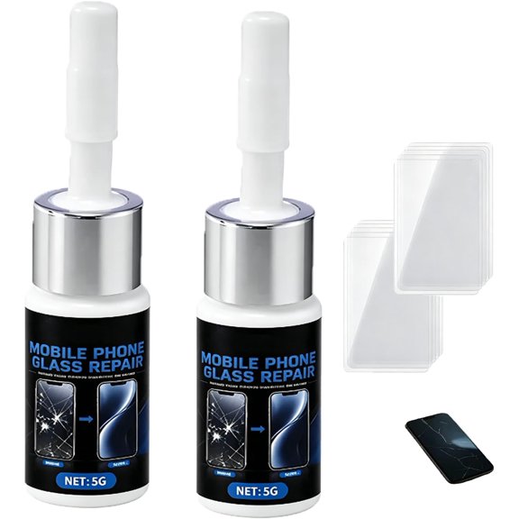 Universal Phone Screen Scratch Repair Liquid, Nano Cracked Screen Repair Liquid, Phone ScreenScratch Remover | Universal Liquids Quick Repair, 5ml for Glass Scratches and Cracks (2pc)