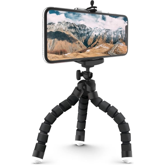 Universal Phone Tripod Mount | Flexible Legs Tripod Phone Mount | Adjustable Holder | 360 Rotation | Non-Slip Feet, Lightweight and Durable | Works with Most Smartphones & Digital Cameras